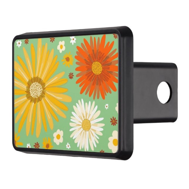 Daisies Daisy Floral Pattern Trailer Hitch Cover (Left)