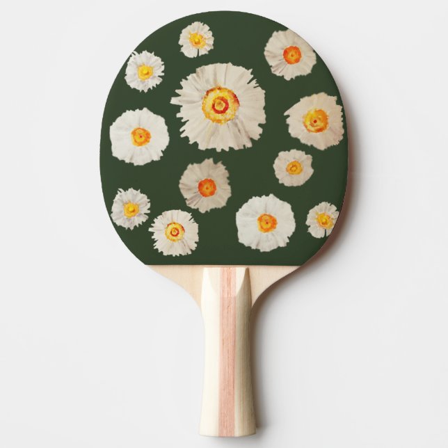 Daisies Drawing Ping Pong Paddle, Red Rubber Back Ping Pong Paddle (Front)