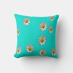 Daisies drawn throw pillow