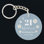 Daisies Dusty blue Birthday Party  Keychain<br><div class="desc">Keychain Daisies Dusty blue Birthday Party</div>