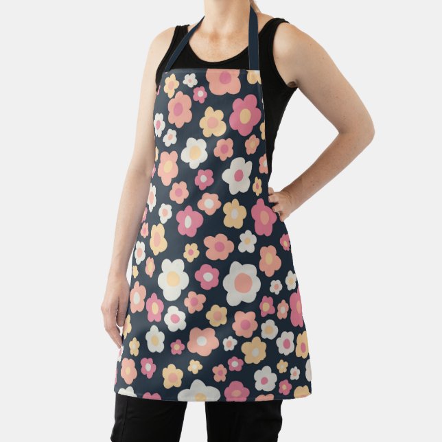 Daisies Floral Spring Easter Unique Pastel Bold Apron (Insitu)