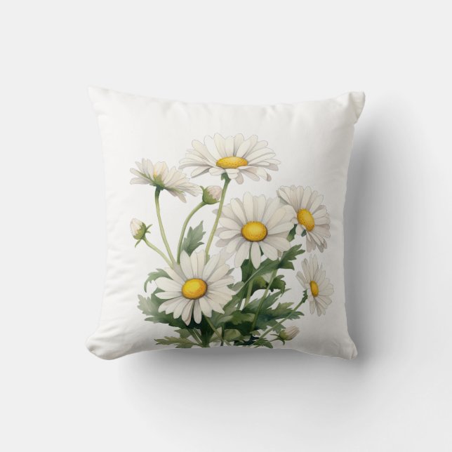 Daisies Floral Throw Pillow (Front)