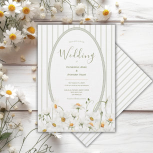 Daisies Floral Watercolor Vintage Wedding Invitation