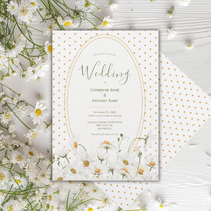 Daisies Floral Watercolor Vintage Wedding Invitation