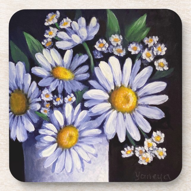 Daisies flower clock coaster (Front)