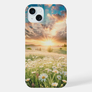 Daisies Flowers Meadow Sunrise iPhone 15 Plus Case