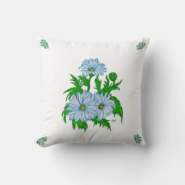Daisies flowers throw pillow (Front)