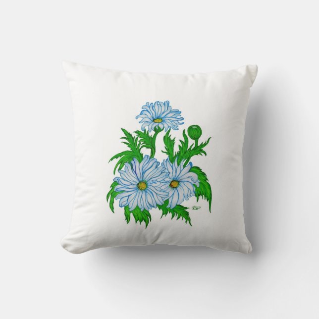 Daisies flowers throw pillow (Front)