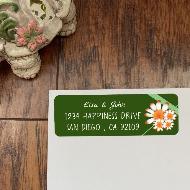 Daisies forest Green et Sage Retours Adresse Label (Créateur téléchargé)