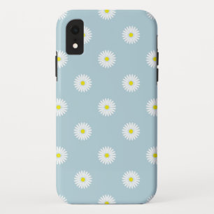 Daisies Illustrative Pattern on Pale Blue iPhone XR Case