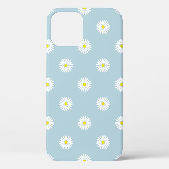 Daisies Illustrative Pattern on Pale Blue Case-Mate iPhone Case (Back)