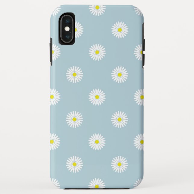 Daisies Illustrative Pattern on Pale Blue Case-Mate iPhone Case (Back)