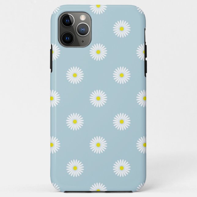 Daisies Illustrative Pattern on Pale Blue Case-Mate iPhone Case (Back)