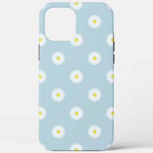 Daisies Illustrative Pattern on Pale Blue iPhone 12 Pro Max Case