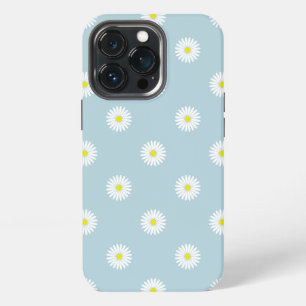 Daisies Illustrative Pattern on Pale Blue iPhone 13 Pro Case