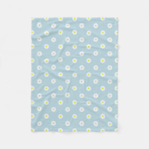 Daisies Illustrative Rpt Pattern on Pale Blue Fleece Blanket