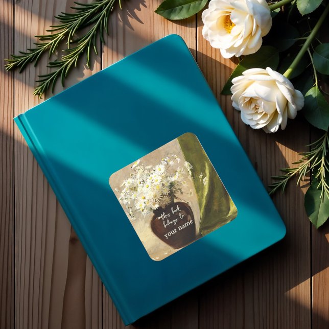 Daisies in a vase, Paul Fisher Bookplate Square Sticker (Creator Uploaded)