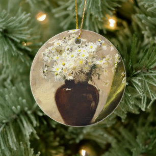 Daisies in a vase, Paul Fisher Ceramic Ornament