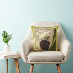 Daisies in a vase, Paul Fisher Throw Pillow