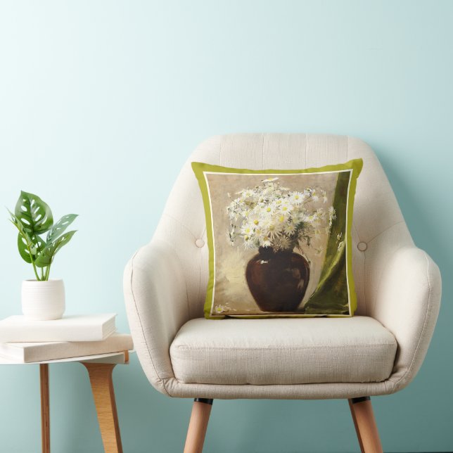 Daisies in a vase, Paul Fisher Throw Pillow (Chair)