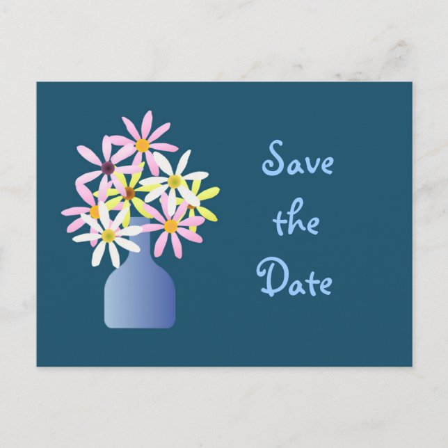 Daisies in a Vase Save the Date Postcard (Front)