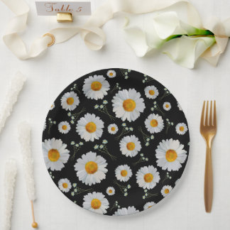 Daisies in Black Paper Plate