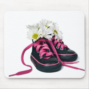 Daisies In Black Sneakers Mouse Pad