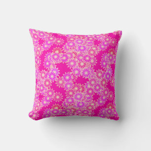 Daisies in deep pink and orchid throw pillow
