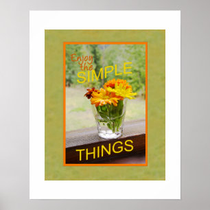 Daisies In Glass Photograph Orange Border Poster