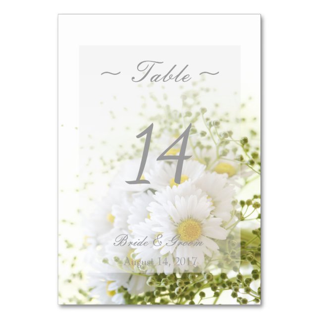 Daisies in Love- Floral Wedding Table Number (Front)