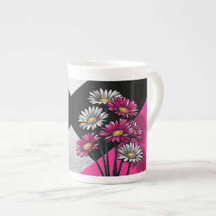 Daisies in Pink and White Bone China Mug