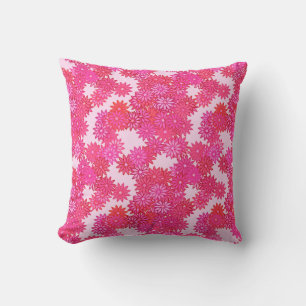 Daisies in shades of pink and fuchsia throw pillow
