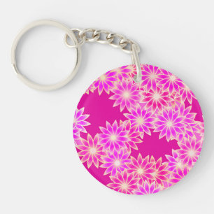 Daisies in shades of pink and orchid keychain