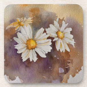 Daisies in the haze Watercolour Coaster