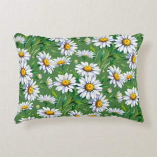 Daisies in the meadow. Watercolours. Accent Pillow