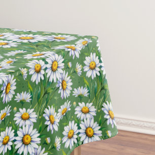 Daisies in the meadow. Watercolours. Tablecloth