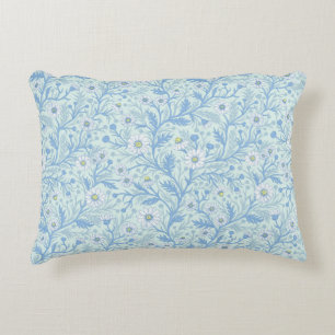 Daisies in white and blue on sea glass accent pillow