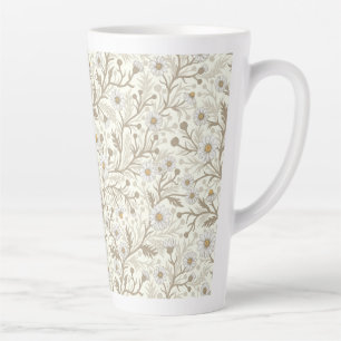 Daisies in white and brown on off white latte mug