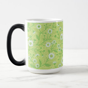 Daisies in white and green on honey dew green magic mug