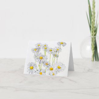 Daisies, Ink and Watercolor, Blank Note card