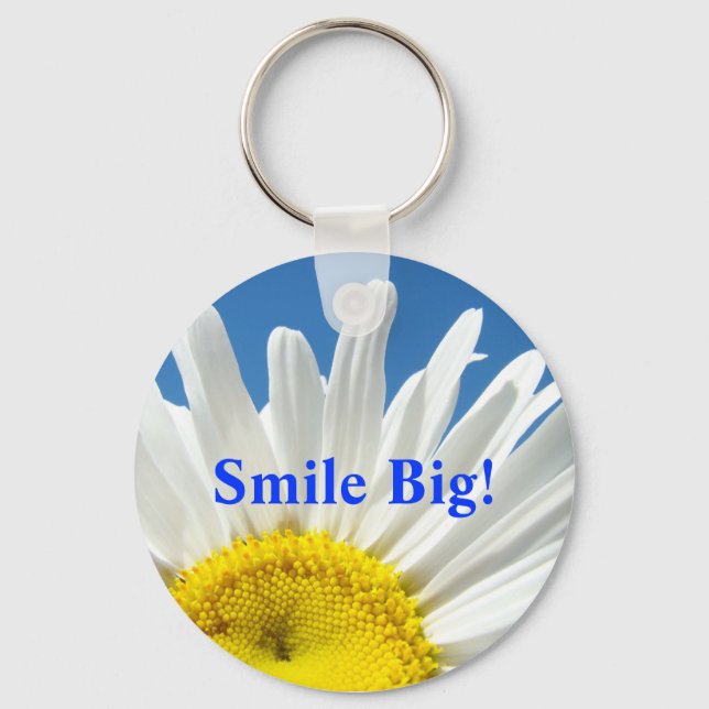 Daisies keychain Smile Big! White Daisy Flower (Front)