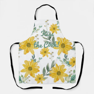 Daisies "Kiss the Cook", CUSTOMIZABLE TEXT! Apron