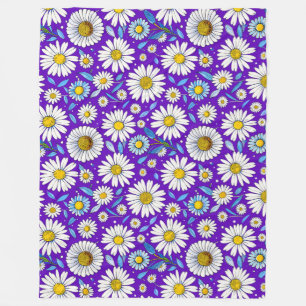 🌼 Daisies & Leaves Glow ❄️ Cozy Nature Fleece Blanket