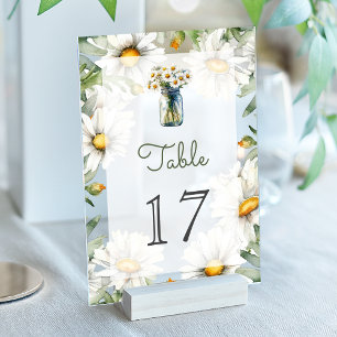 Daisies Mason Jar Wedding Acrylic Table Number