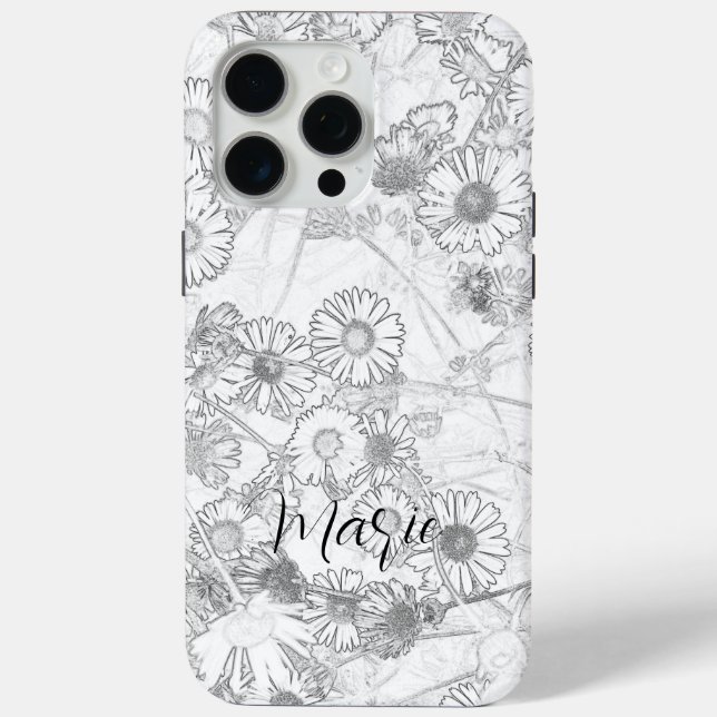 Daisies meadow light grey pattern Case-Mate iPhone case (Back)