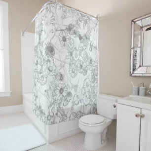 Daisies meadow light grey pattern shower curtain