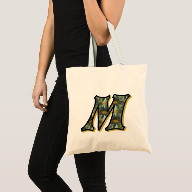 Daisies Monogram Initial M Tote Bag (Front (Product))