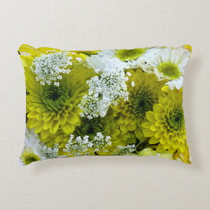 Daisies, Mums and Queen Anne's Lace Bouquet Accent Pillow