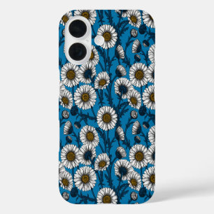 Daisies on blue iPhone 16 case