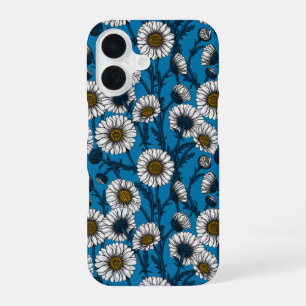 Daisies on blue iPhone 16 case